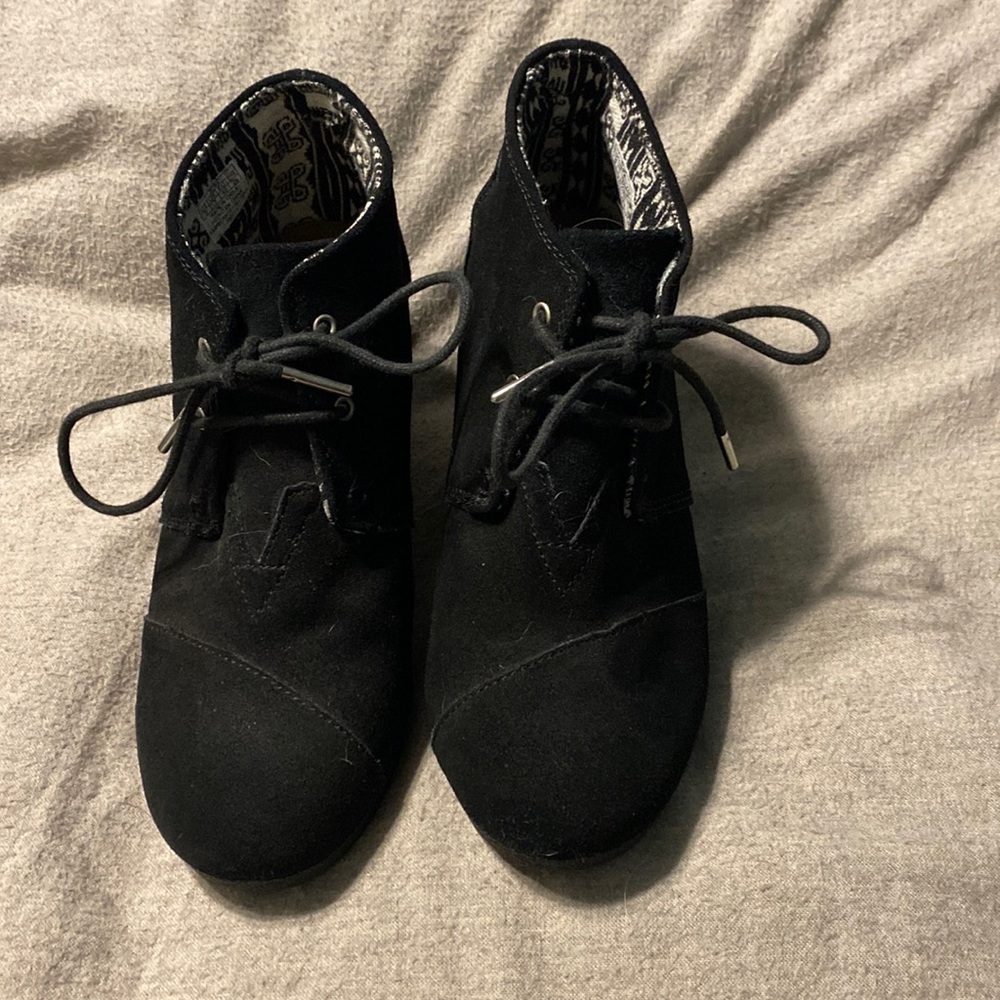 Toms black Wedge Ankle Boots